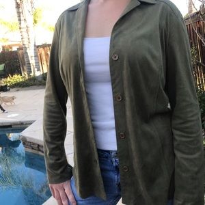 Max Studio Olive green suede button up